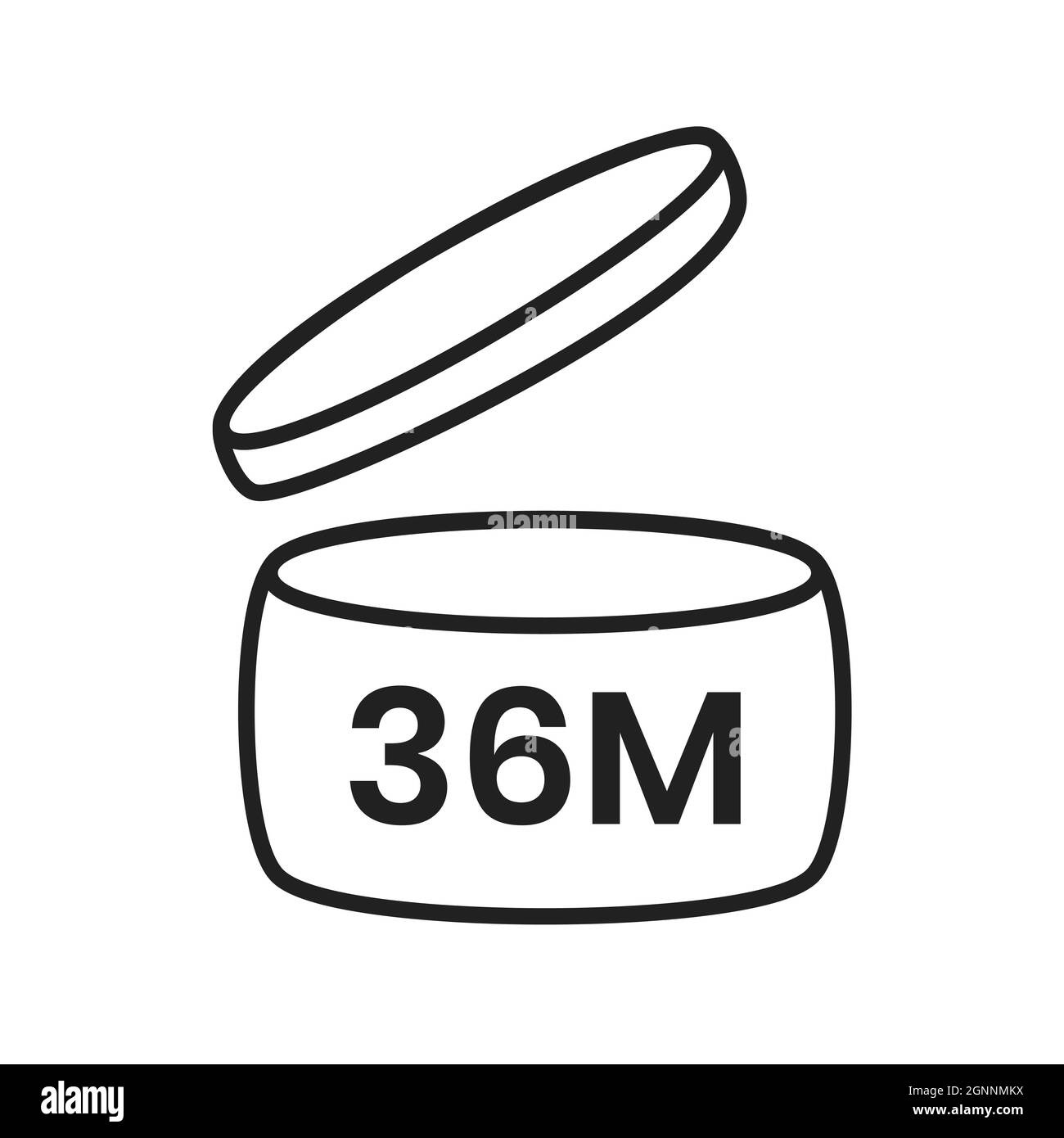 36m Zeitraum nach Öffnen pao Symbol Zeichen flachen Stil Design Vektor Illustration isoliert auf weißem Hintergrund. 36 Monate pao-Verfallszeit für kosmetische pa Stock Vektor