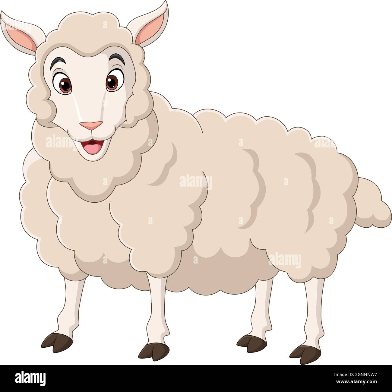 Cartoon lustige Lamm auf weißem Hintergrund Stock Vektor