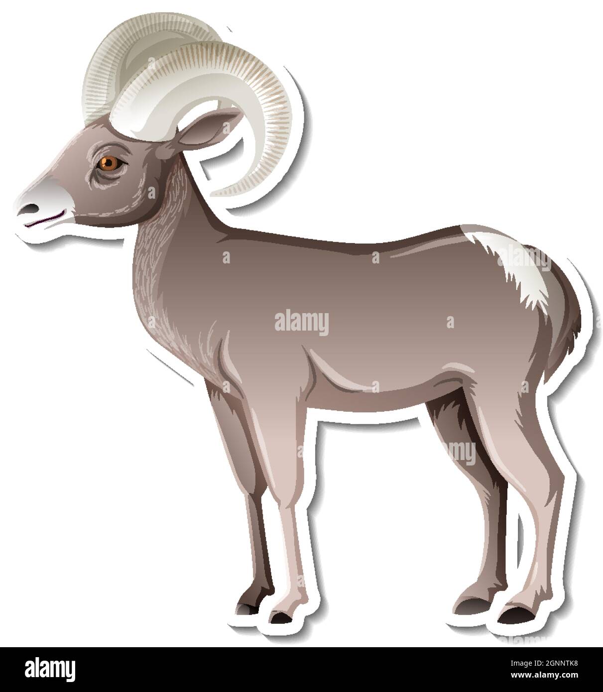 Eine StickerVorlage von Bharal Cartoon Figur Illustration Stock