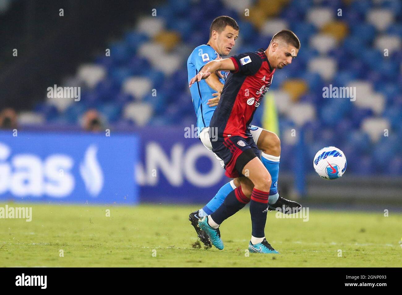 Diego Demme, deutscher Mittelfeldspieler von SSC Napoli, während des Fußballspiels der Serie A zwischen SSC Napoli und Cagliari im Diego Armando Maradona Stadium in Neapel, Süditalien, am 16. September 2021. Stockfoto