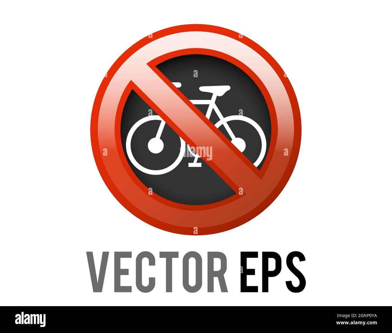 Das isolierte Vektor-rote Kreis-Symbol mit Fahrrad und rotem Schlaganfall, was darauf hinweist, dass Fahrräder von diesem Ort aus verboten sind. Stock Vektor