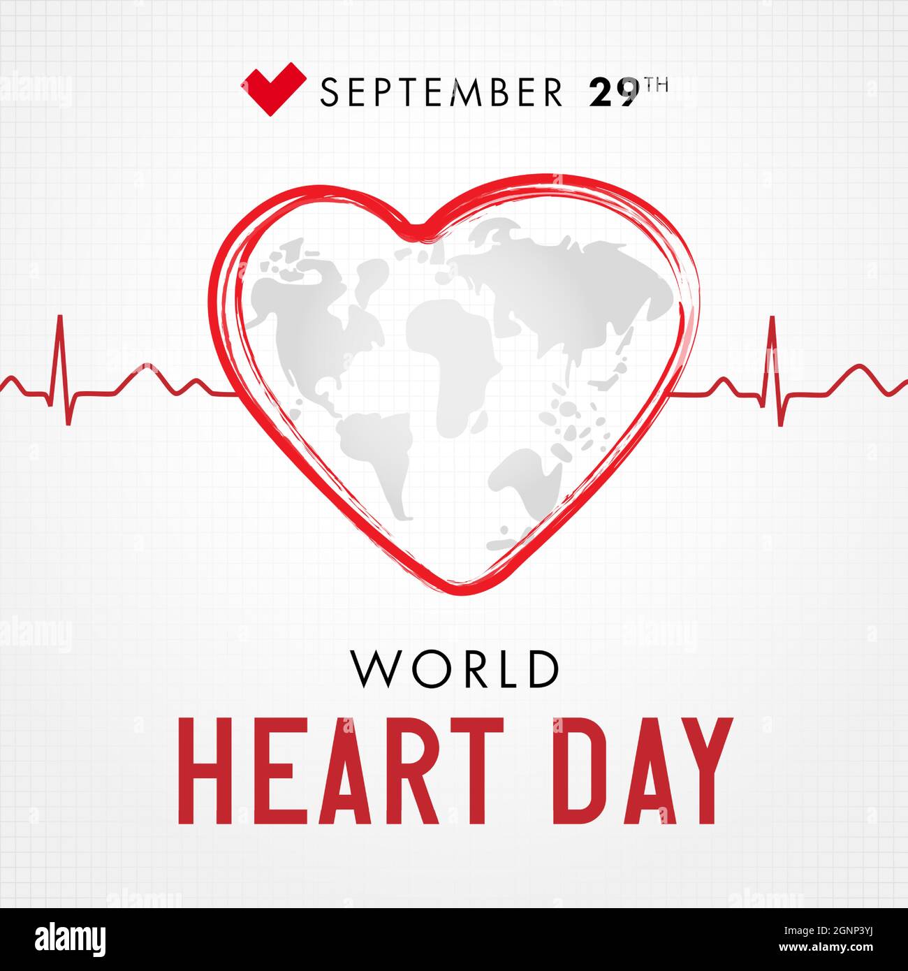 Weltherztag mit Erde und Pulsspur. Herzschlag geformt in Kugel Form Vektor-Hintergrund. Illustrationskonzept für Heart Day Banner oder Poster Stock Vektor