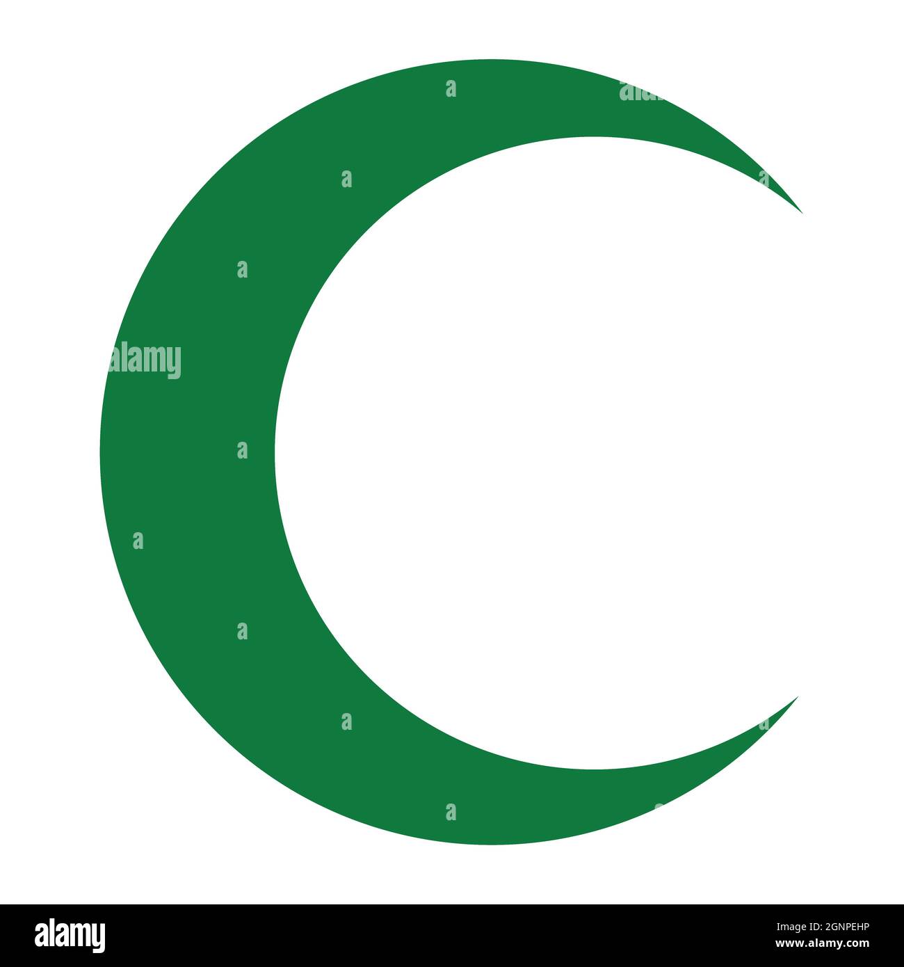 Grüner Halbmond Isoliert - Symbol Des Islamischen Mondes Stockfoto