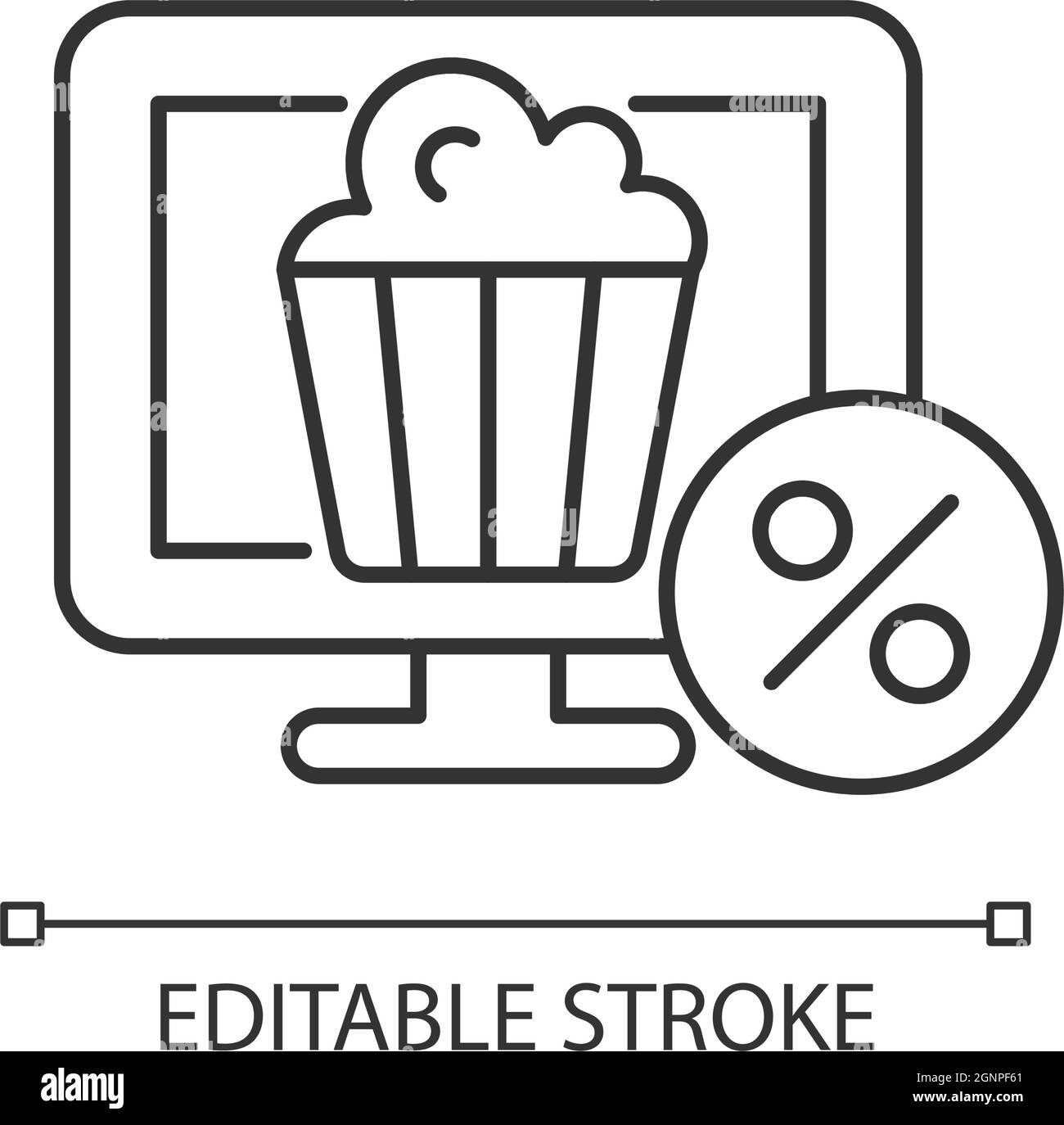 Rabatte für Online-Kino Abonnement linear Icon Stock Vektor