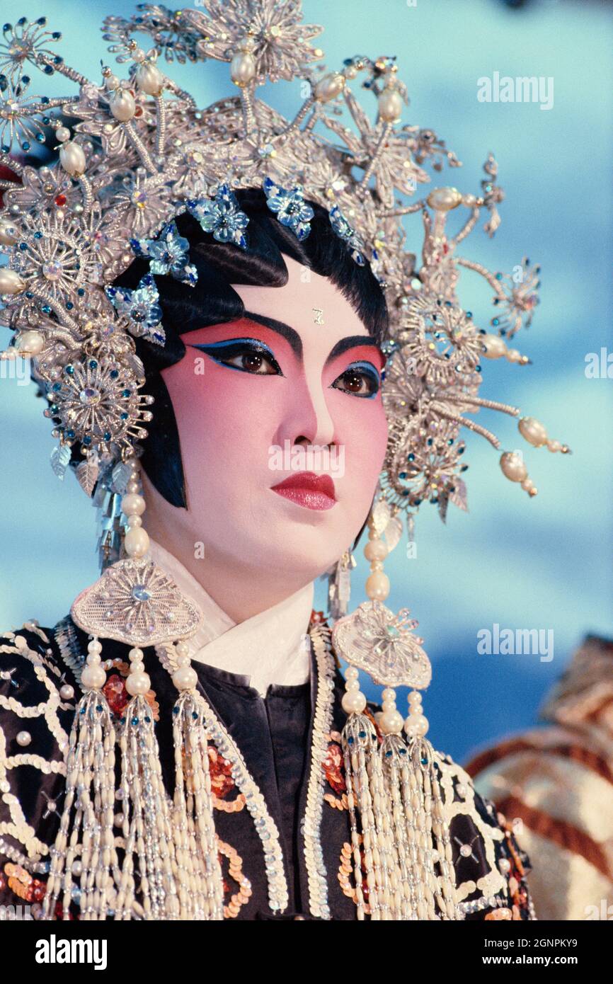 Singapur. Weibliche Darstellerin der Chinesischen Oper. Stockfoto