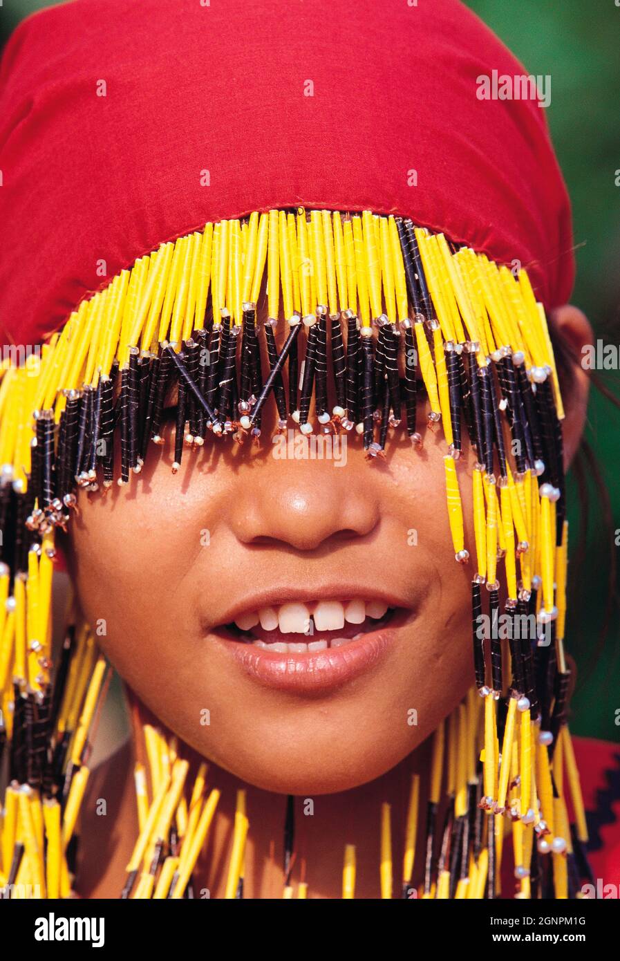 Philippinen. Mindanao Insel. South Cotabato. T'Boli. Porträt einer jungen ethnischen Frau. Stockfoto