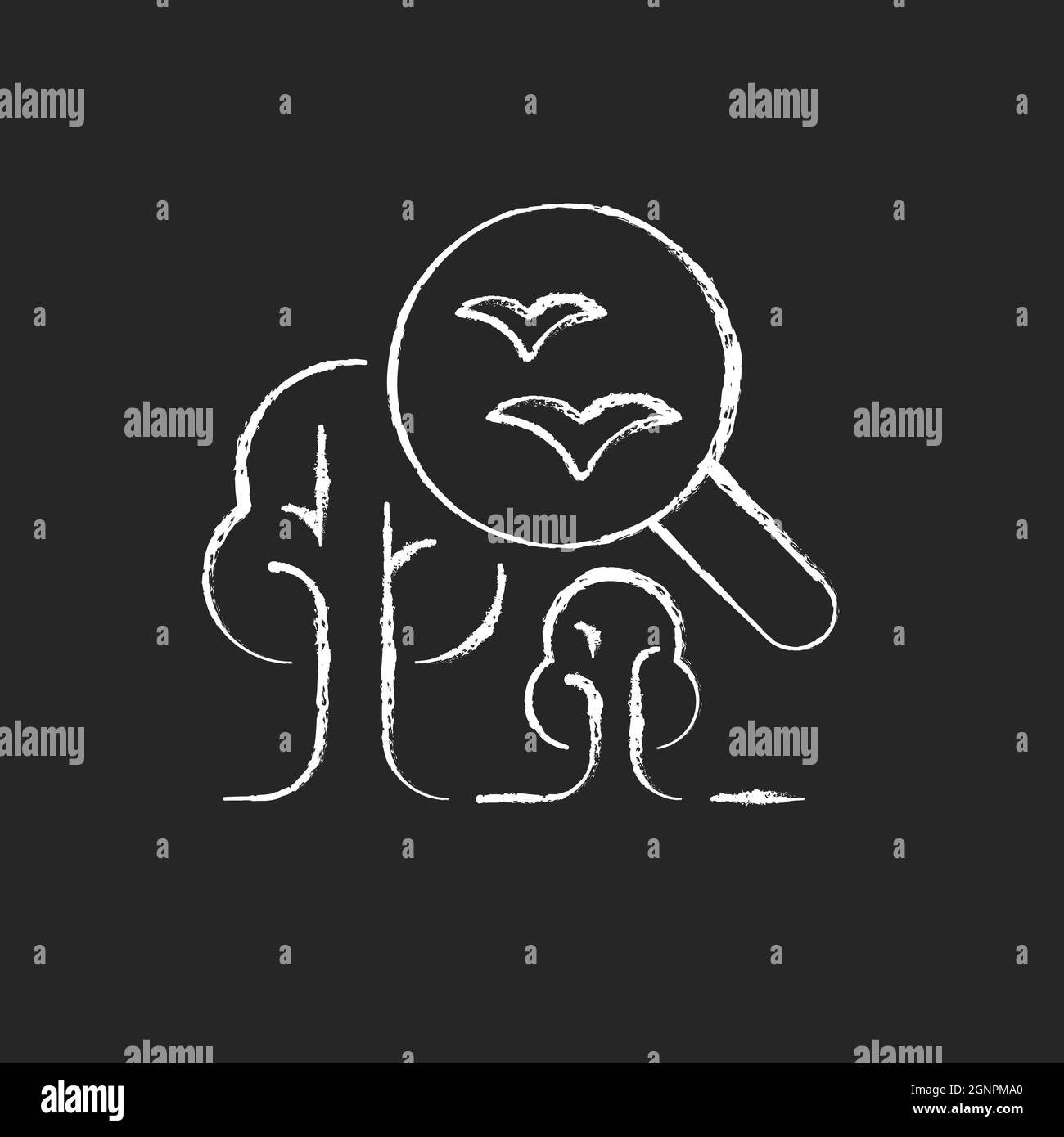 Naturwissenschaftliches kalkweißes Symbol auf dunklem Hintergrund Stock Vektor