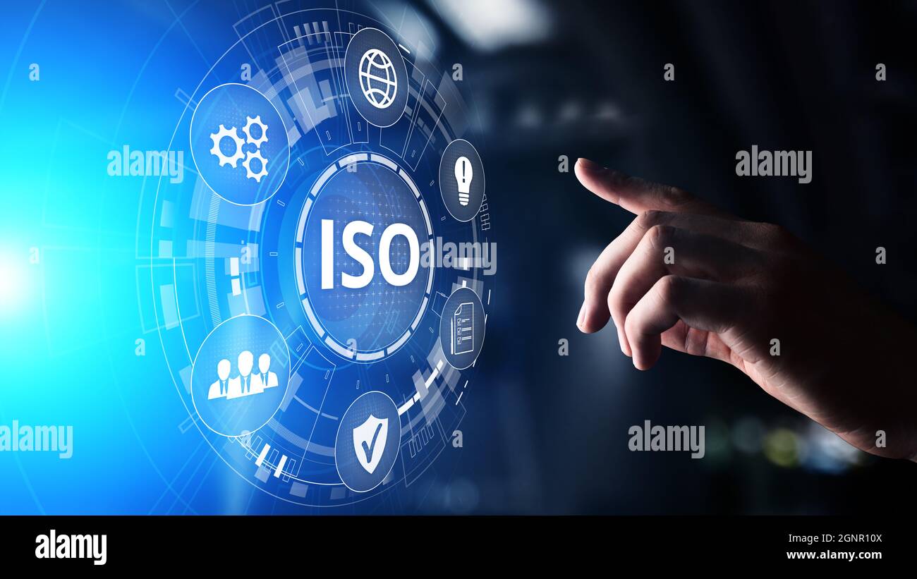 ISO-Standards Qualitätssicherung Garantie Business Technology Konzept Stockfoto