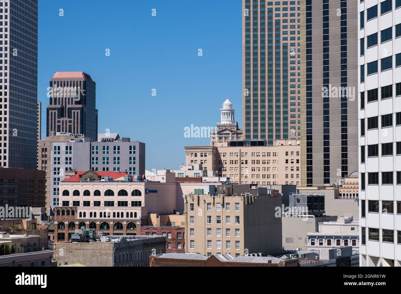 NEW ORLEANS, LA, USA - 26. SEPTEMBER 2021: Luftaufnahme des Central Business District Stockfoto