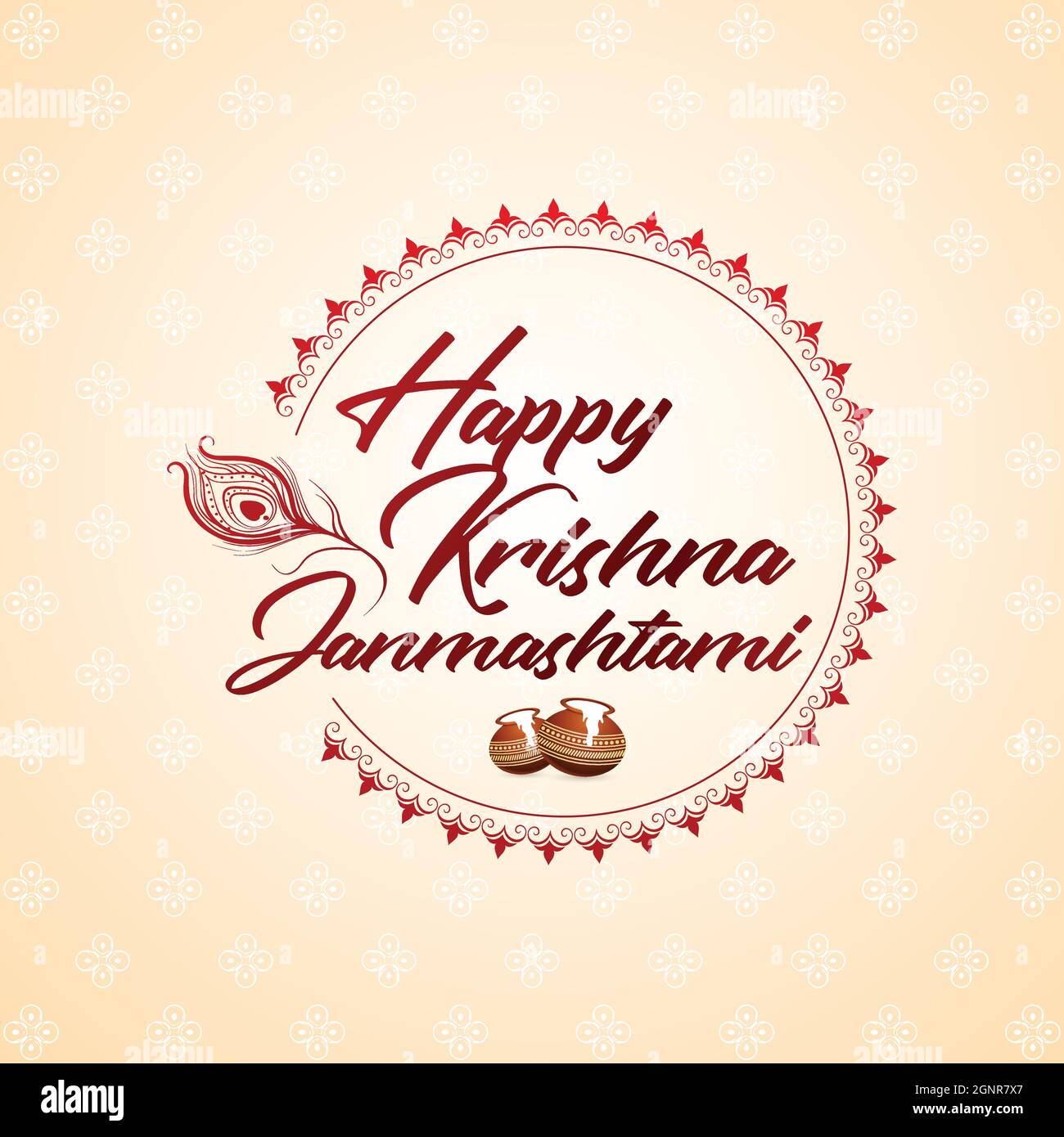 Happy Krishna Janmashtami Kreative Illustration, Poster, Angebot, Pfauenfeder, Tag, Aufkleber, Logo-Design, Symbol, Schild, Traditionelle Einheit Stock Vektor