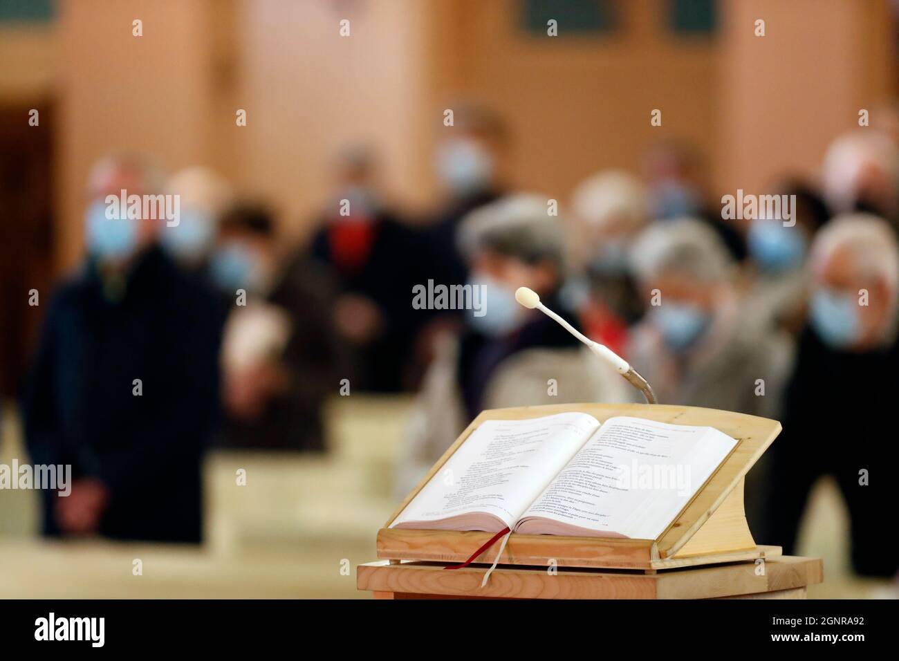 Kirche des heiligen Joseph des Fins. Katholische Messe. Vortrag. Annecy. Frankreich. Stockfoto