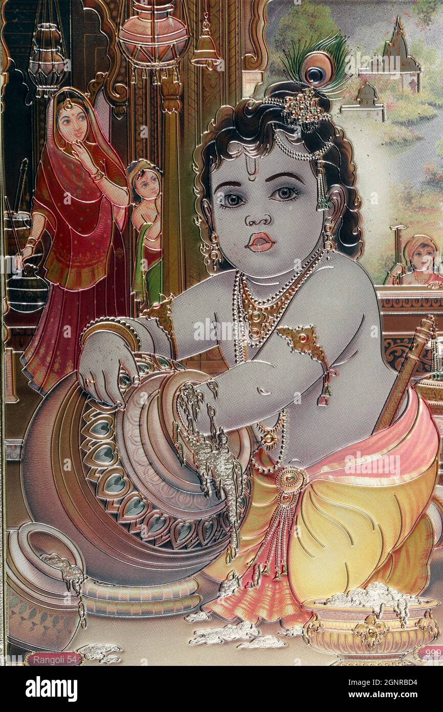 Der Kleine Lord Krishna. Hinduistischer gott. Stockfoto