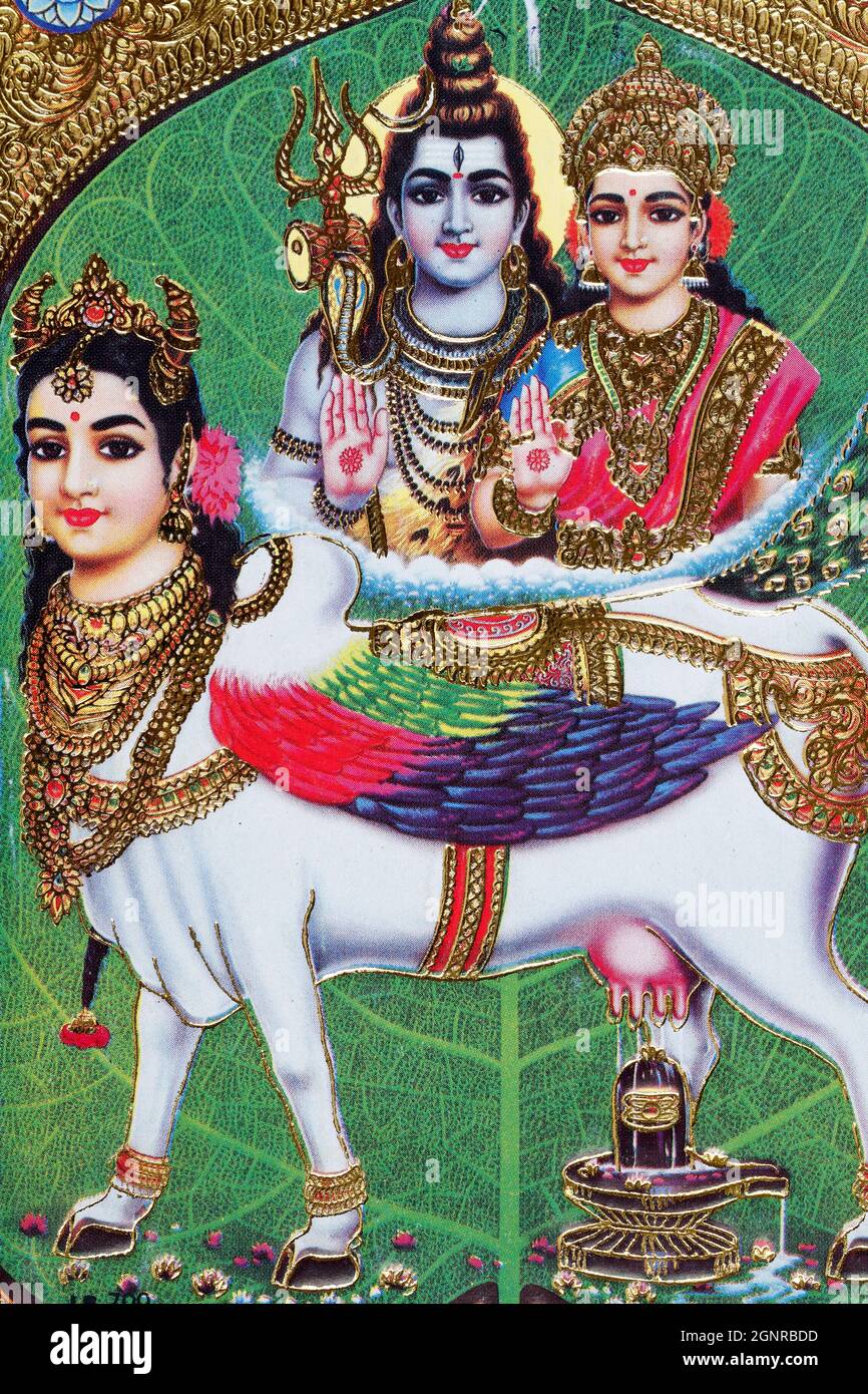 Der Hindu-gott Shiva und die Göttin Parvathi. Stockfoto
