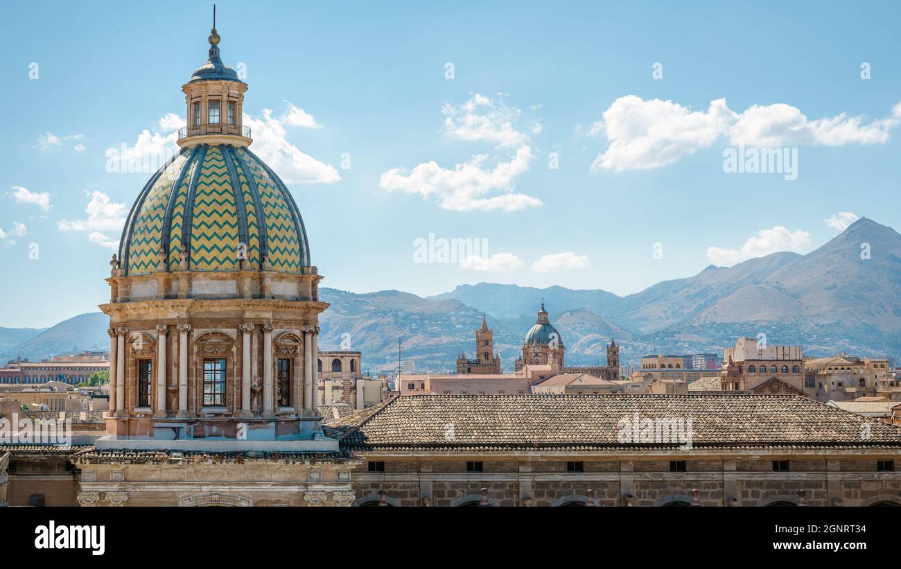 Panoramablick auf die Skyline von palermo, sizilien Stockfoto