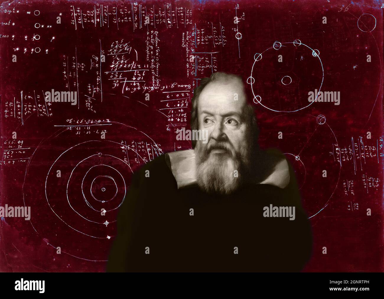 Galileo Galilei, 1564 - 1642, italienischer Astronom, handschriftliche wissenschaftliche Notizen Stockfoto