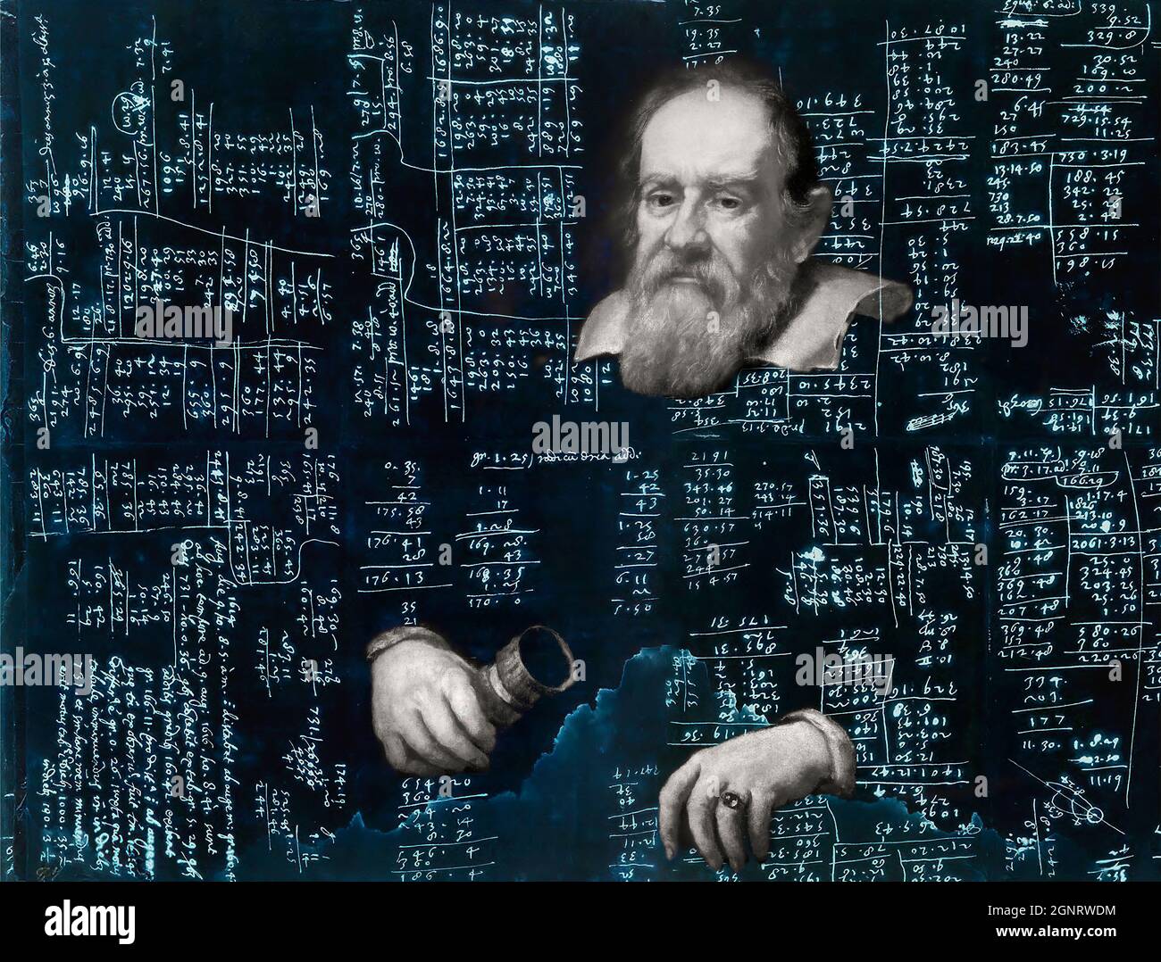 Galileo Galilei, 1564 - 1642, italienischer Astronom, handschriftliche wissenschaftliche Notizen Stockfoto