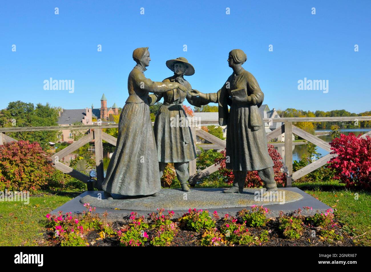 Statue von Susan B Anthony Amelia Bloomer und Elizabeth Cady Stanton Seneca Falls New York Stockfoto