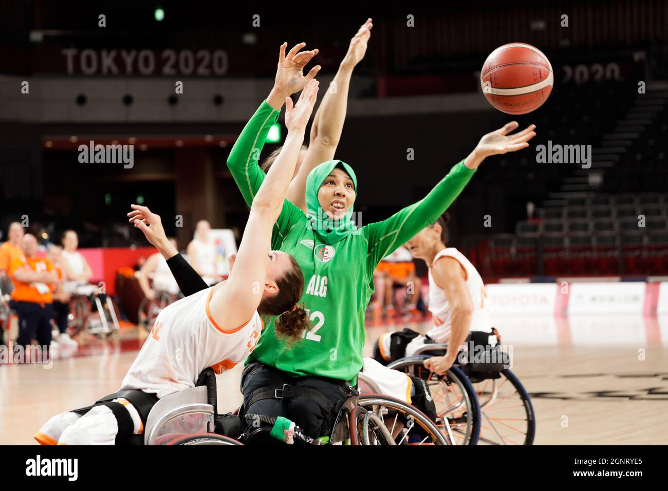 Tokio, Japan, 27. August 2021, Tokio 2020 Paralympische Spiele. Rollstuhl Basketball Niederlande VS Algerien. Stockfoto