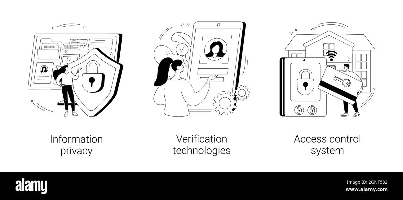 Digitale Sicherheit abstrakte Konzept Vektor Illustrationen. Stock Vektor
