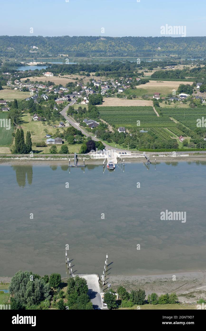 Frankreich, seine-Maritime (76), Jumièges, Bac de Mesnil sous Jumièges et de Yville sur seine (vue aérienne) // Frankreich, seine-Maritime (76), Jumièges, Mes Stockfoto