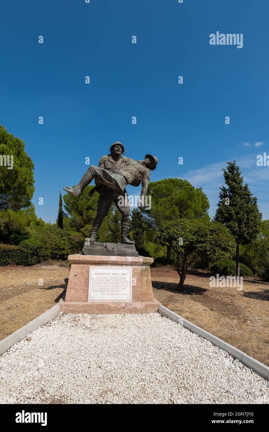 Das Denkmal des Respekts an Mehmetçik, ein Denkmal für die Kampagne von Gallipoli auf der Halbinsel Gallipoli, Provinz Çanakkale, Türkei. Stockfoto