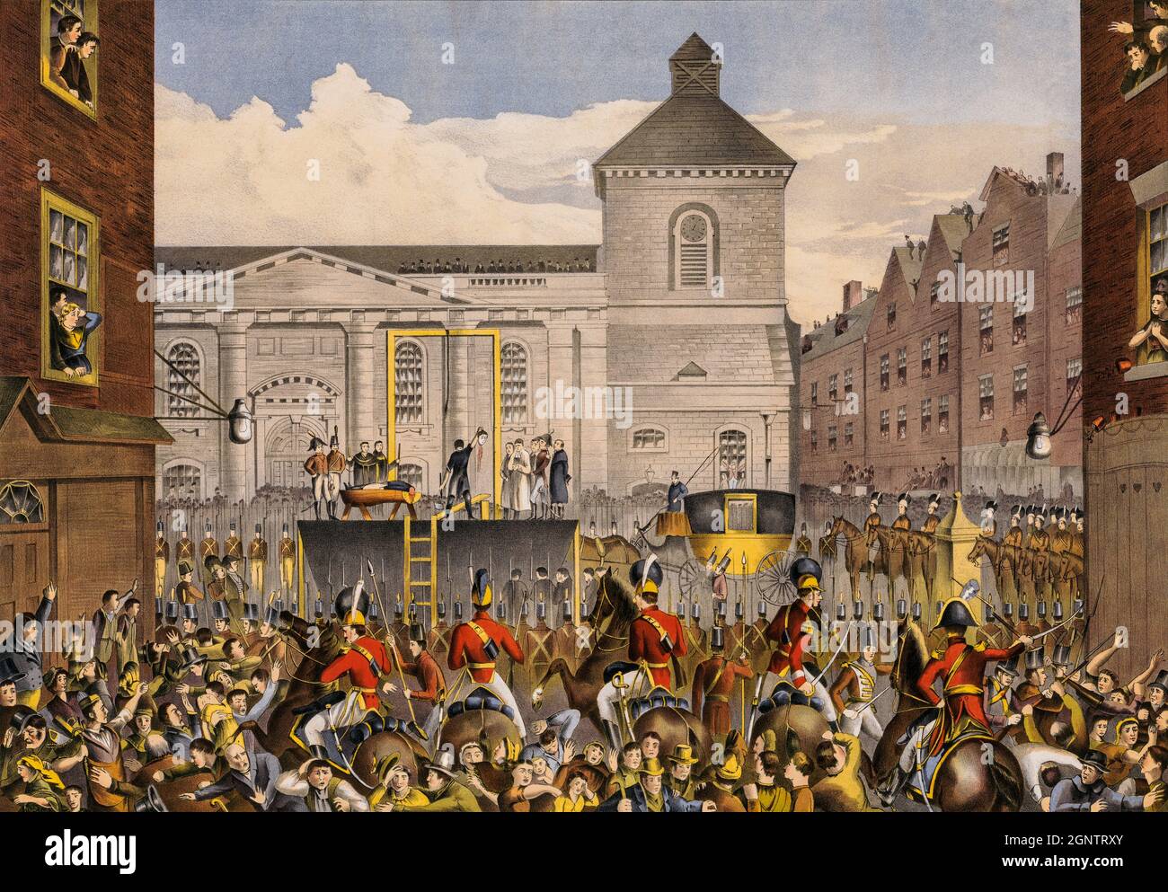 Robert Emmet (1778-1803) war ein irischer Republikaner, Redner und Rebellenführer. Nach der Niederschlagung des Aufstands der Vereinigten Irischen Republik im Jahr 1798 versuchte er, einen erneuten Versuch zu organisieren, die britische Krone und die protestierende Himmelfahrt in Irland zu stürzen. Mit der Hoffnung auf französische Hilfe und radikale Militante in Großbritannien zögerten viele der überlebenden Veteranen der Jahre 98, ihre Unterstützung zu leisten, und sein 1803-er Aufstand in Dublin erwies sich als fehlgeschlagend. Er wurde im August verhaftet, wegen Verrats verurteilt und am 20. September in der Thomas Street vor der St. Catherine's Church, Dublin City, hingerichtet. Stockfoto