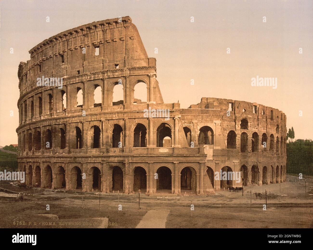 Außenansicht des Kolosseums in Rom, Italien ca. 1890 Stockfoto