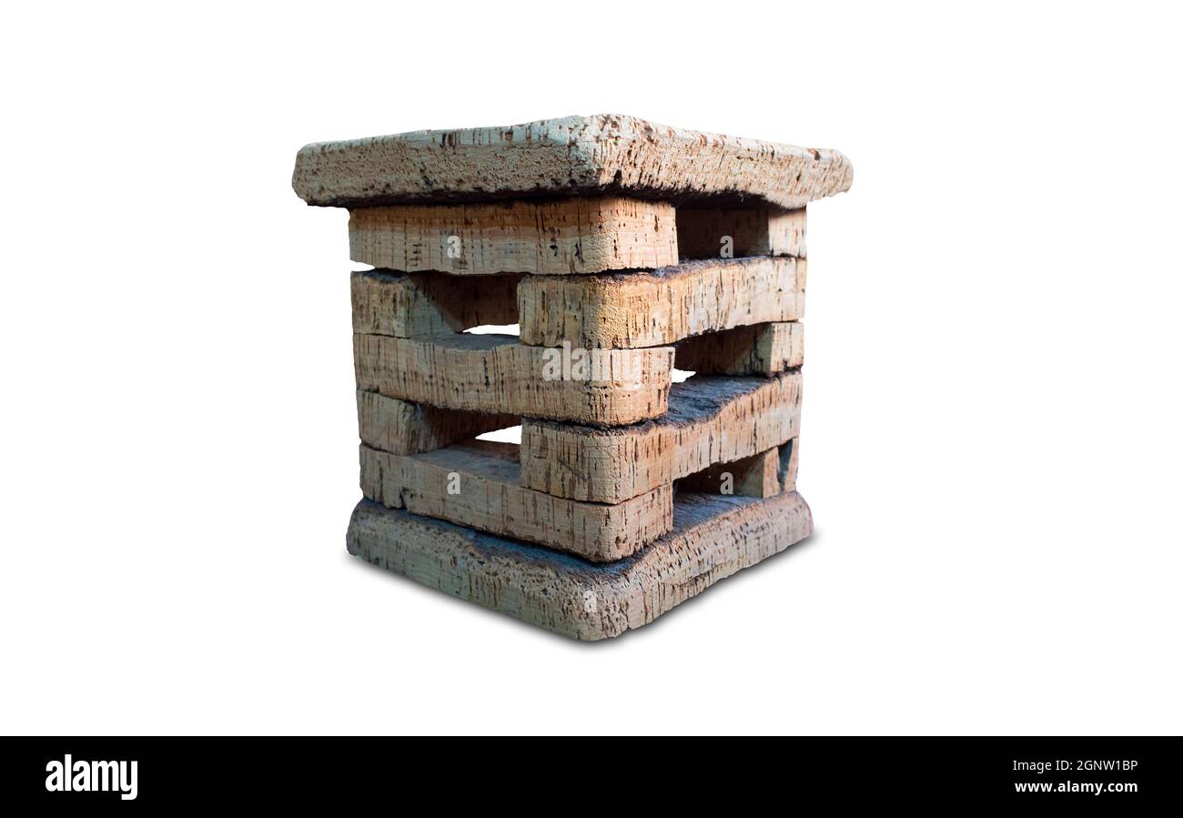 Senton oder Stumphocker aus Kork. Rustikales Wohndesign aus Extremadura, Spanien Stockfoto