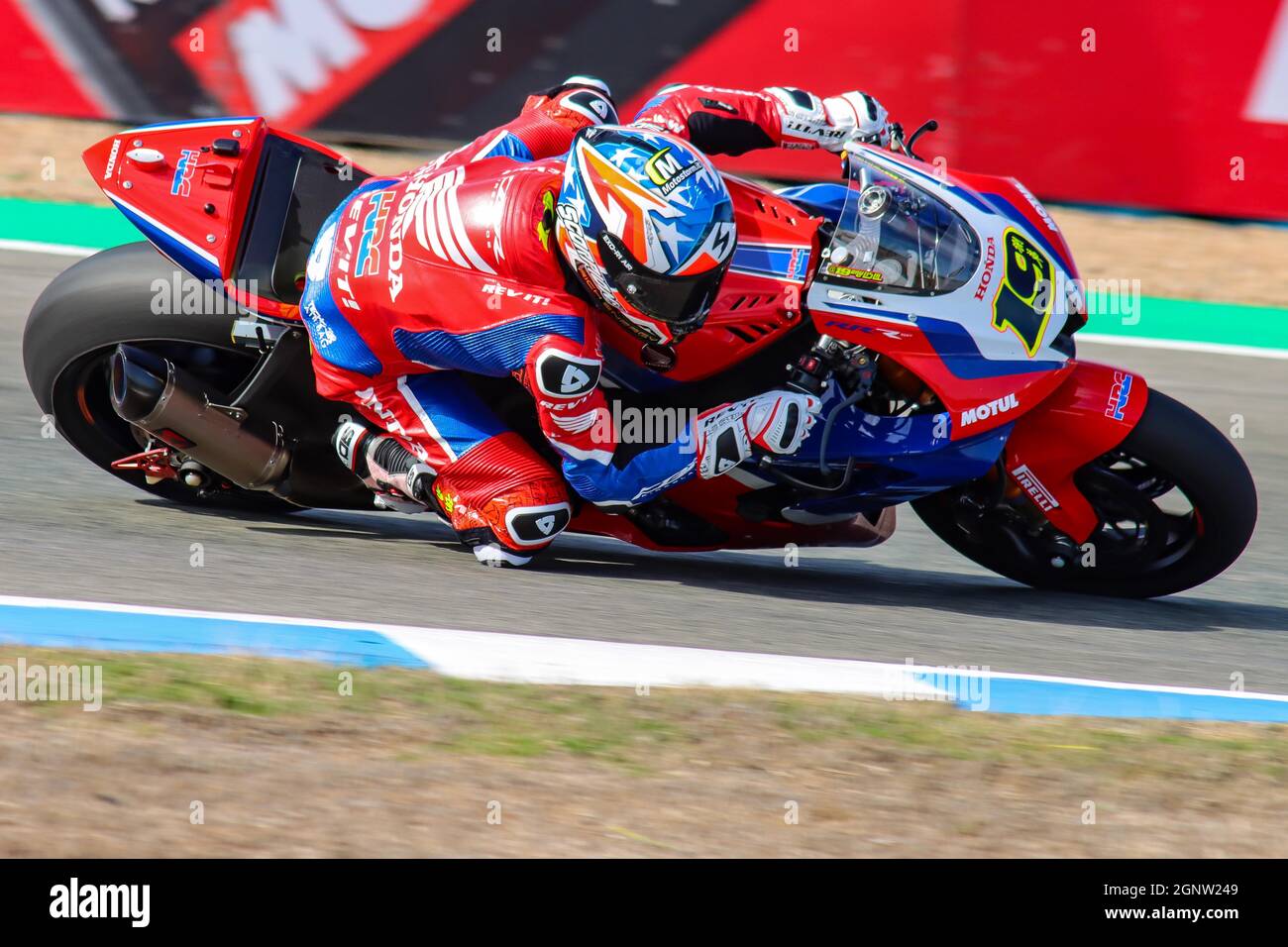 WSBK 2021 Superbike,# 19 Alvaro Bautista bei Rennen und Startaufstellung Stockfoto