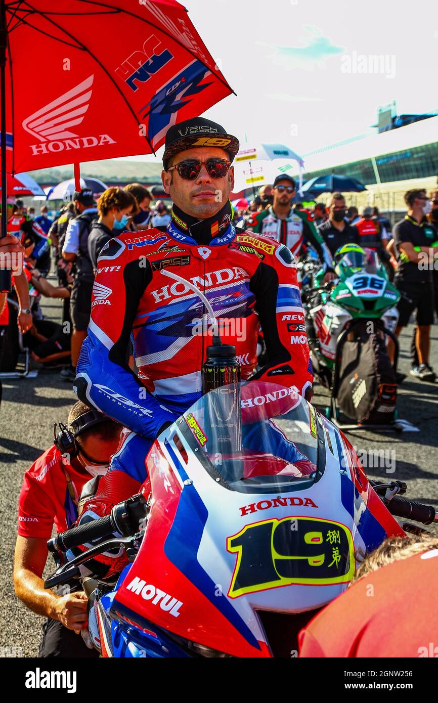 WSBK 2021 Superbike,# 19 Alvaro Bautista bei Rennen und Startaufstellung Stockfoto