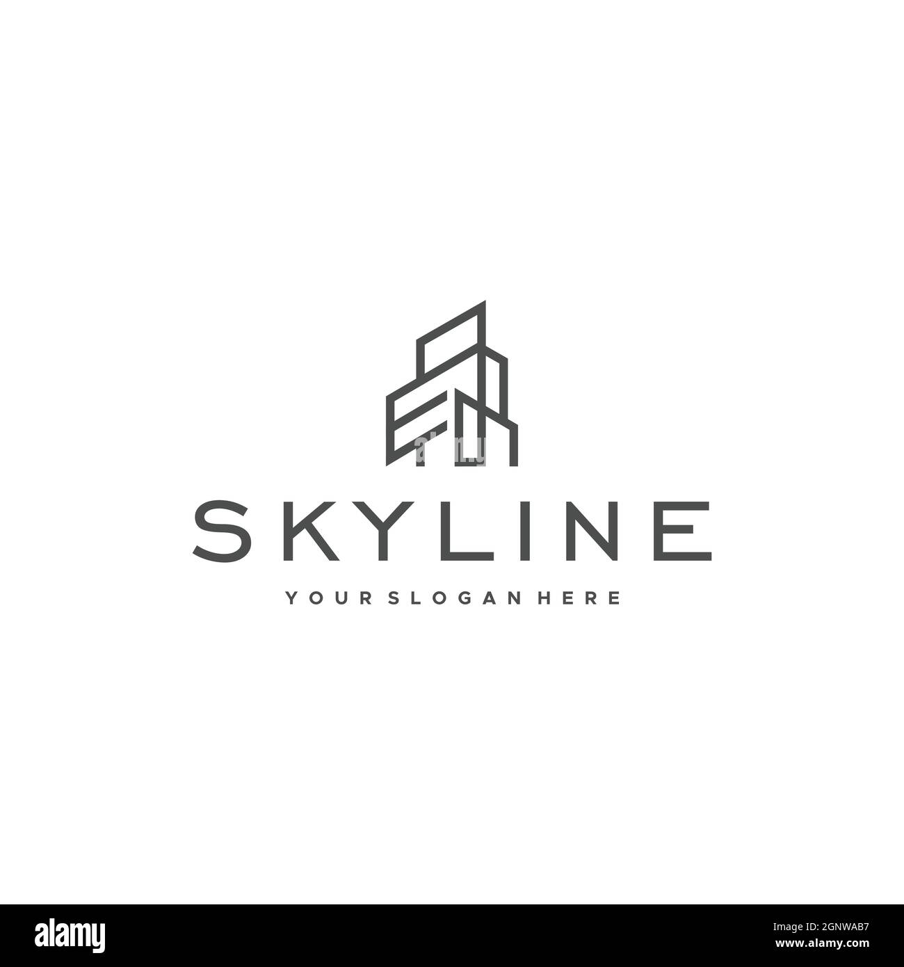 Flat SKYLINE Immobilien Wohnung Logo Design Stock Vektor