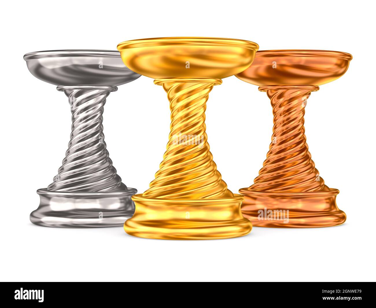 Pokalbecher auf weißem Hintergrund. Isolierte 3d-Darstellung Stockfoto