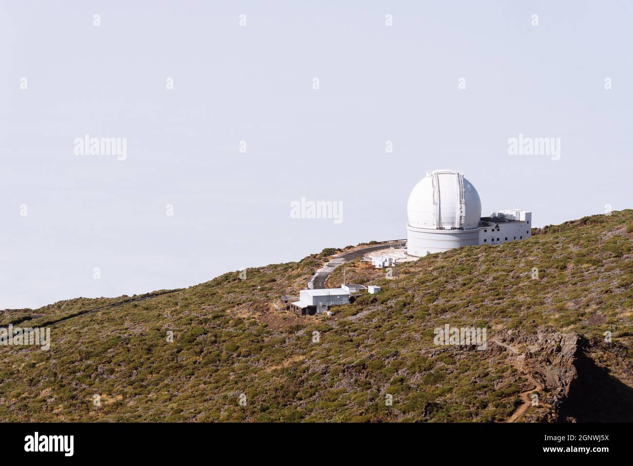 El Paso, Spanien - 14. August 2021: Astronomisches Observatorium Roque De Los Muchachos, La Palma, Kanarische Inseln. Stockfoto