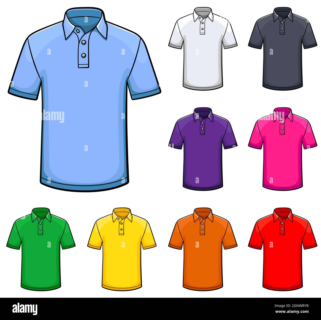 Vector Poloshirt in verschiedenen Farben Stock Vektor