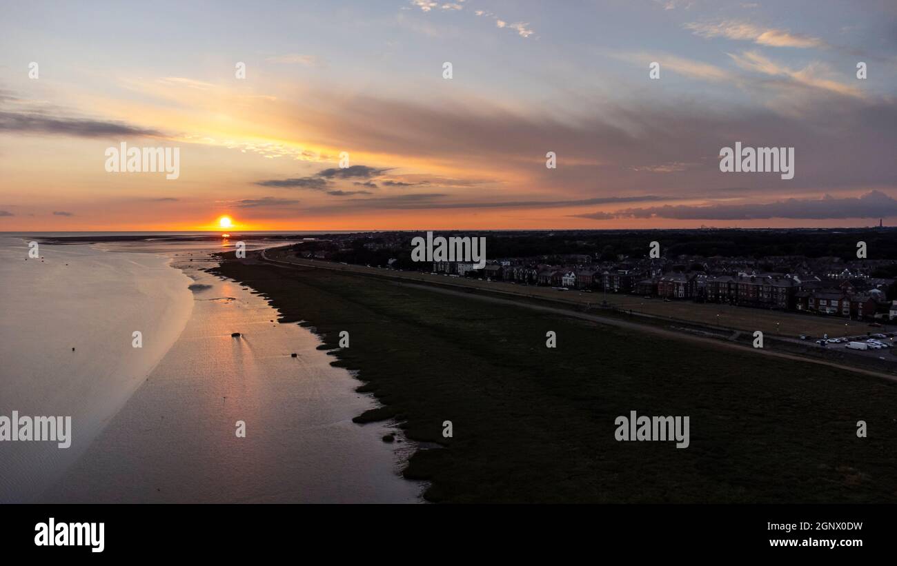 Lytham Sunset Drone Photography Stockfoto
