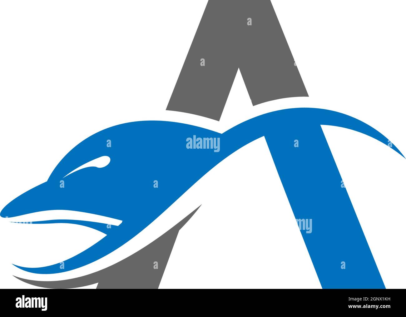 Delphin mit Brief Ein Logo Symbol Design Konzept Vektor-Vorlage Stock Vektor