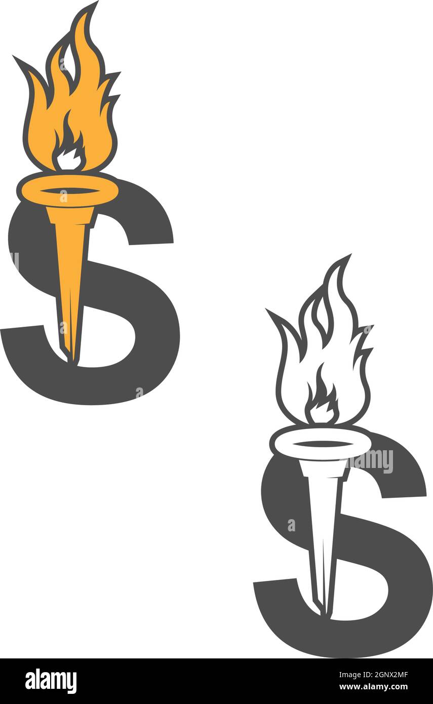 Logo mit S-Symbol in Kombination mit dem Design mit einem Symbol für die Taschenlampe Stock Vektor