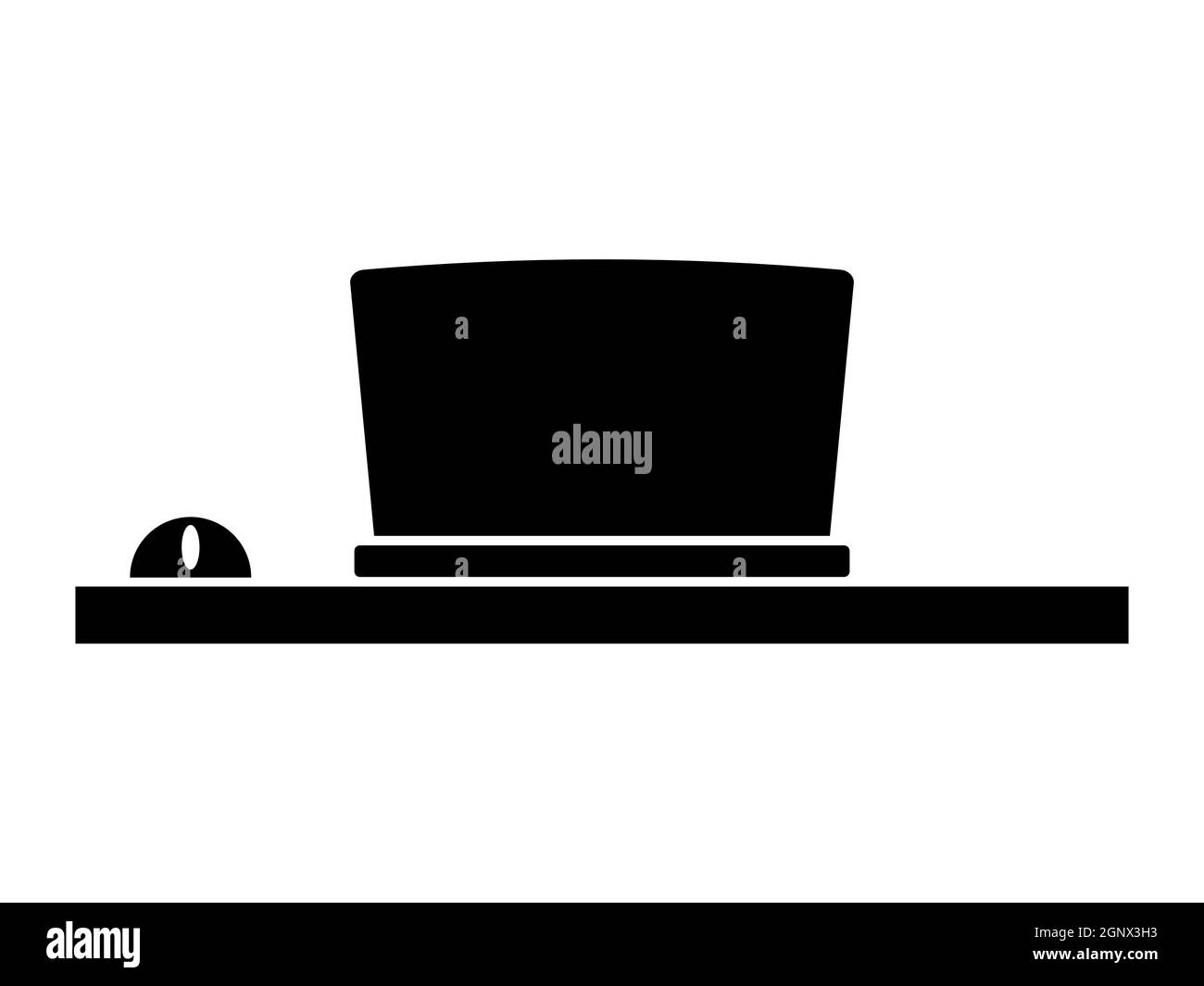 Symbol für freiberufliche Arbeit. Schwarzes Symbol für Computermonitor und Maus. Freiberuflicher Arbeitsplatz – Piktogramm-Design. Konzept des Heimbüros. Vektordarstellung auf weißem Hintergrund isoliert. Stock Vektor