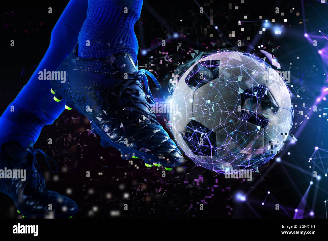 Live-Streaming eines Fußballspieles im Internet Stockfoto