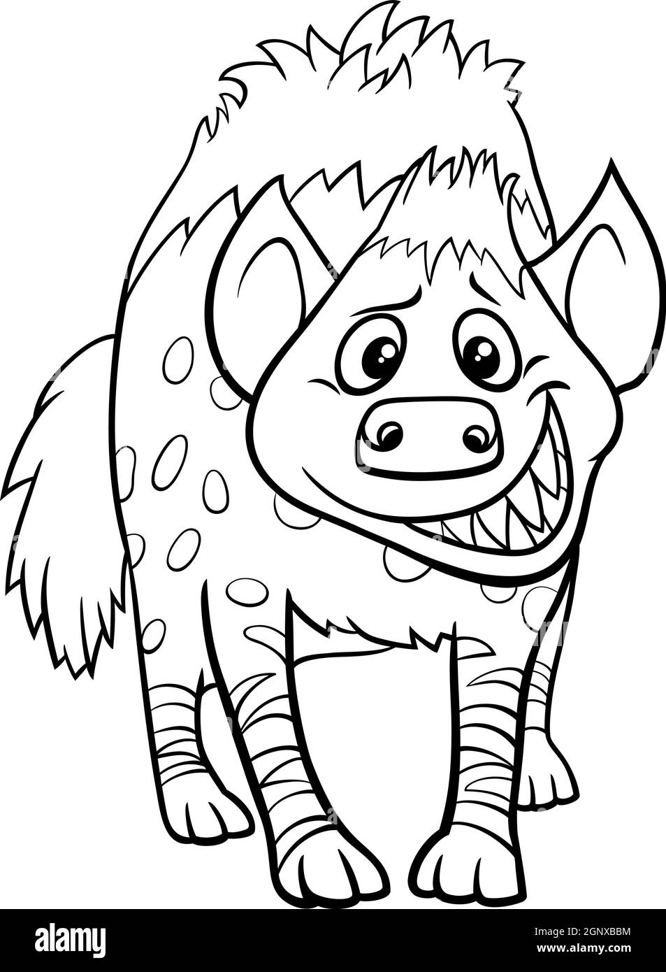 Cartoon Hyäne Tier Charakter Färbung Buch Seite Stock Vektor