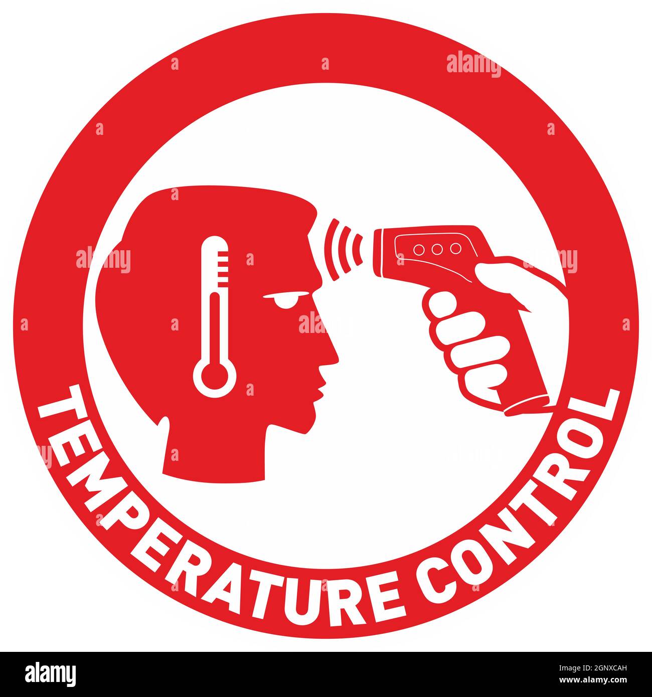 Einfache Flache Abbildung Zeigt Das Schild Zur Überprüfung Der Körpertemperatur Während Des Covid-19-Ausbruchs. Mann Silhouette Stock Vektor