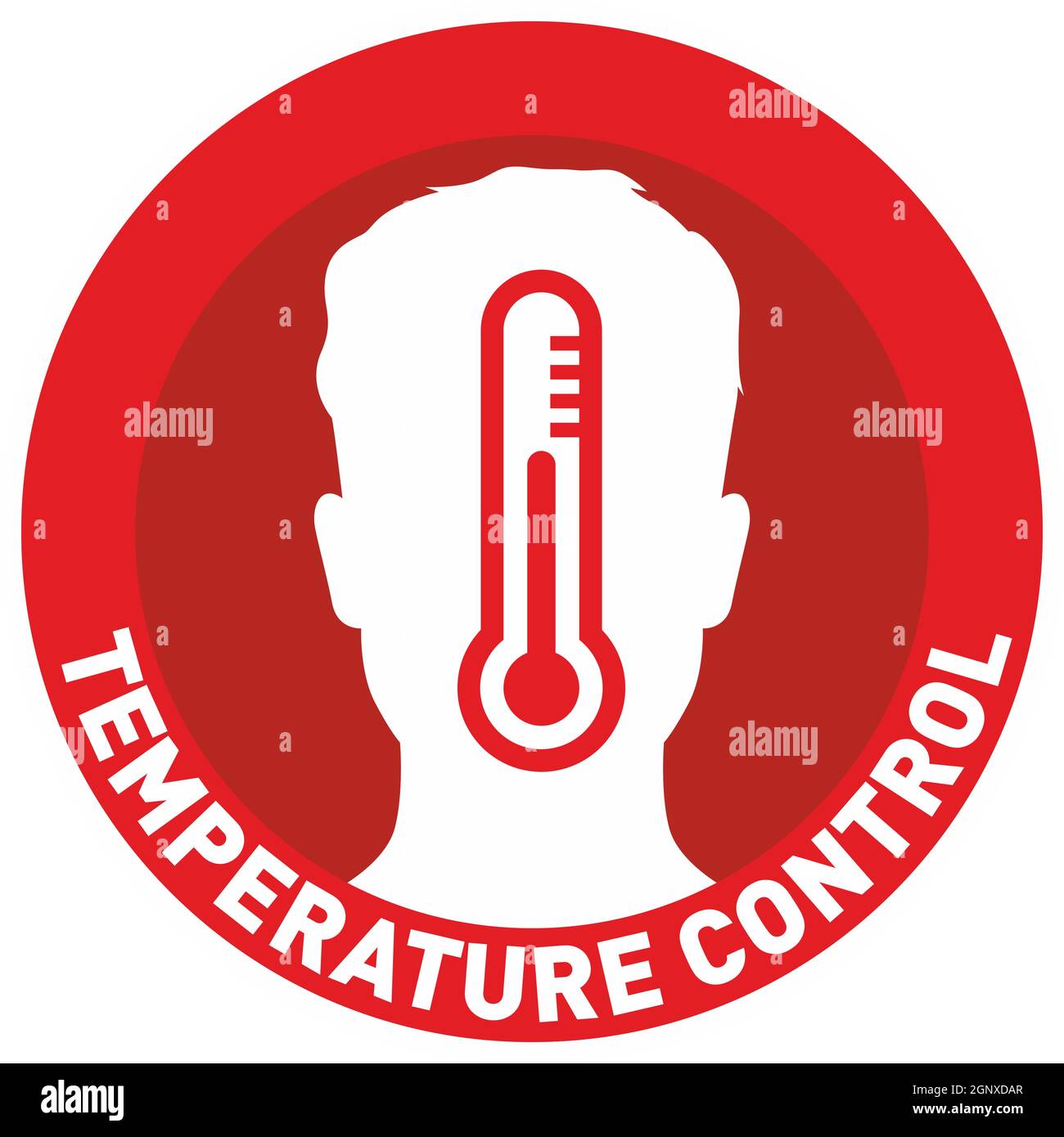 Einfache Flache Abbildung Zeigt Das Schild Zur Überprüfung Der Körpertemperatur Während Des Covid-19-Ausbruchs. Mann Silhouette Stock Vektor