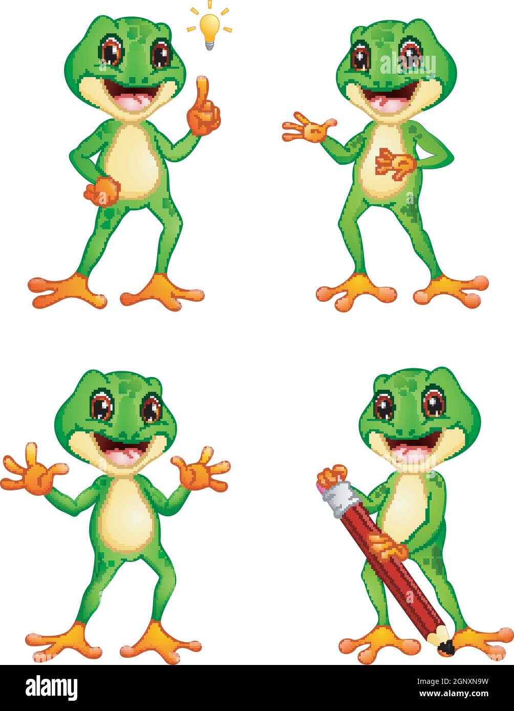 Vektor-Illustration von Frosch Cartoon-Set Stock Vektor