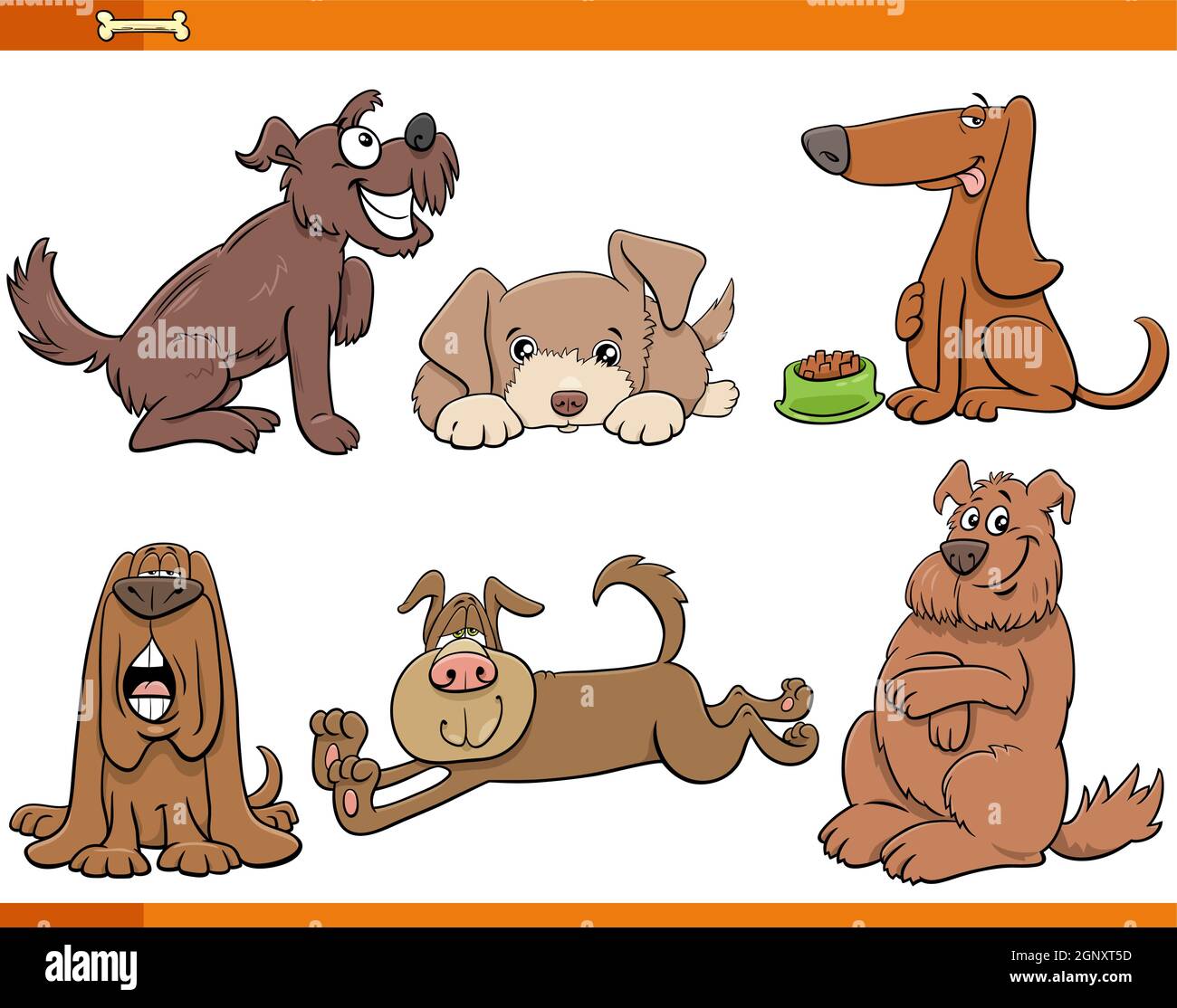 Cartoon Hunde und Welpen Tier Comic-Figuren gesetzt Stock Vektor
