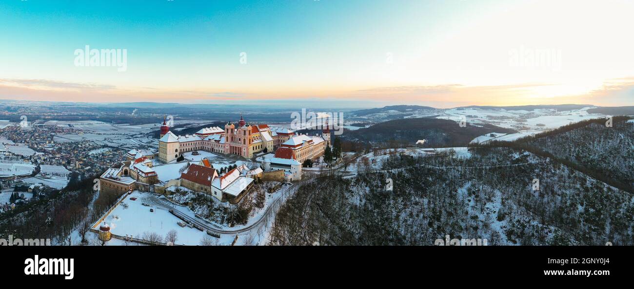 Kloster Göttweig in Wachau. Schönes Wahrzeichen in Niederösterreich, Europa im Winter. Stockfoto