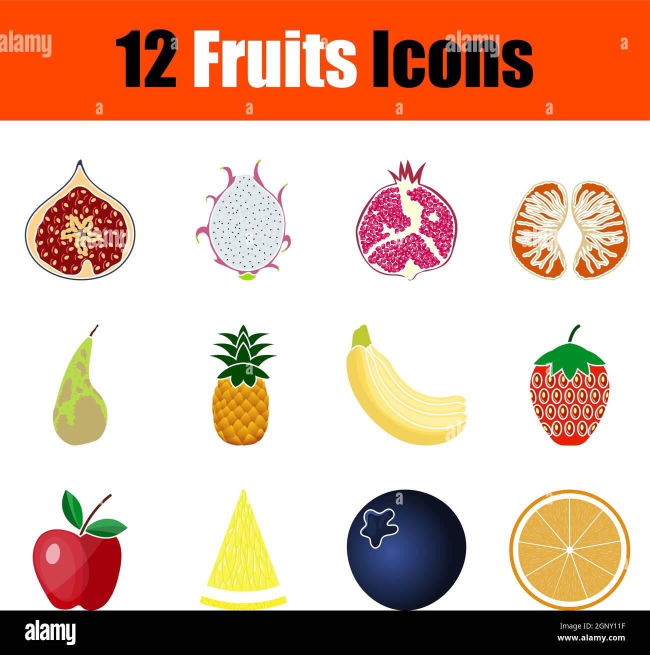Früchte-Icon-Set Stock Vektor