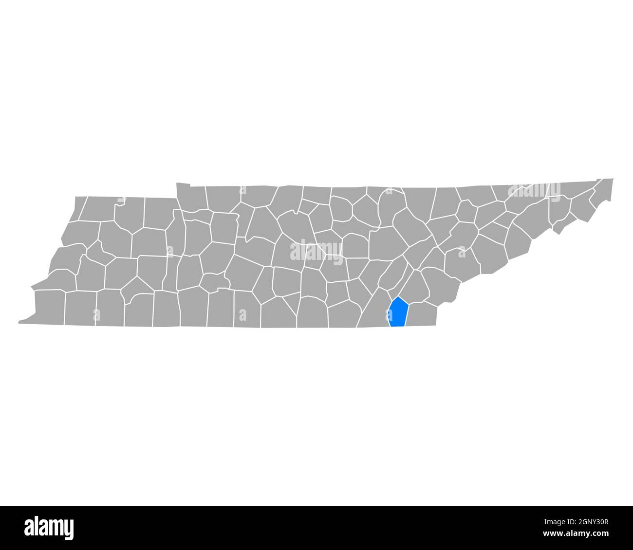 Karte von Bradley in Tennessee Stockfoto