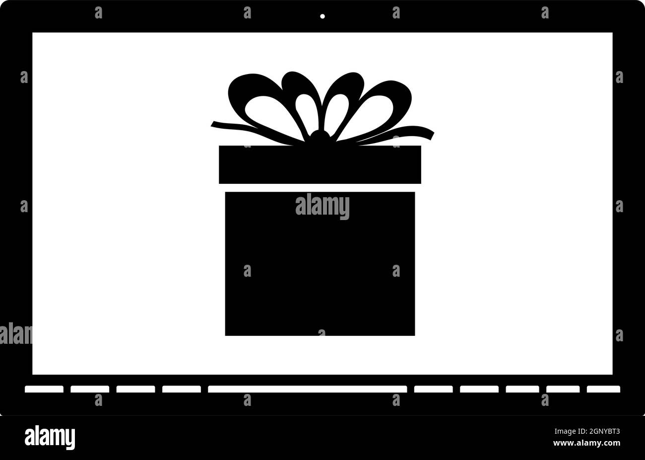 Laptop Mit Symbol Für Geschenkbox Auf Dem Bildschirm Stock Vektor
