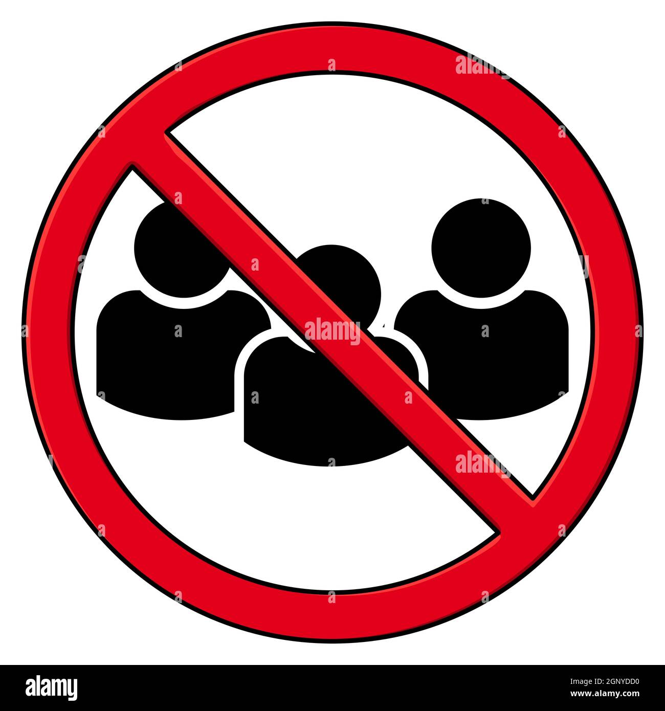 Vektorsymbol „Keine Personen“. Verbotene Zeichen wegen Coronavirus Einschränkungen. Schwarzes menschliches Verbotssymbol isoliert auf weißem Hintergrund. Stock Vektor