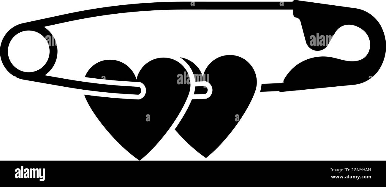Zwei Valentinsherzen Mit Pin-Symbol Stock Vektor